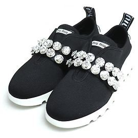 Zapatillas de terciopelo Miu Miu negras 5E607B Negro