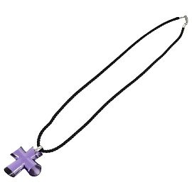 Collier Croix Baccarat en verre cristal violet Auth am7121 Violet