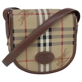 Autre Marque-Burberrys Nova Check Shoulder Bag PVC Leather Beige Gold Auth 100407-Beige,Golden