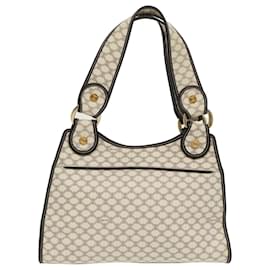 Céline-CELINE Macadam Canvas Hand Bag PVC White Gold Auth 98542-White,Golden