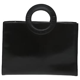Céline-CELINE Hand Bag Leather 2way Black Silver Auth 98398-Black,Silvery