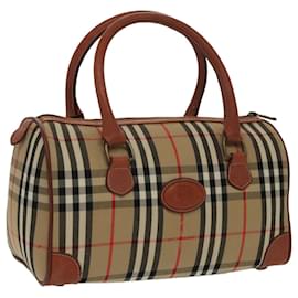 Autre Marque-Burberrys Nova Check Hand Bag Canvas Beige Auth mr628-Beige