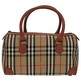 Autre Marque-Burberrys Nova Check Hand Bag Canvas Beige Auth mr628-Beige