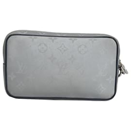 Louis Vuitton-LOUIS VUITTON Monogram Satellite Alpha Pouch Silver M44178 LV Auth 100083-Silvery