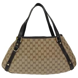 Gucci-GUCCI GG Crystal Abbey Tote Bag Beige Gold 293578 Auth ki5099-Beige,Golden