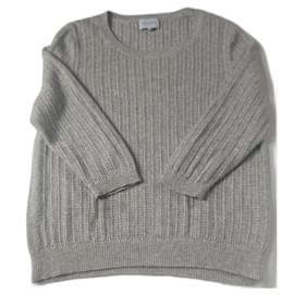 Eric Bompard Kaschmir Pullover Grau 3/4 Ärmel Grau