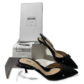 Mules Moschino de tecido preto com salto de 6 cm Preto