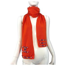sciarpa di corallo lavorata a maglia Chanel Rosa Blu Multicolore Arancione Giallo Corallo