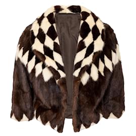 Autre Marque-Collection Priveé Fur Coat in Harlequin Pattern -Brown