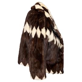 Autre Marque-Collection Priveé Fur Coat in Harlequin Pattern -Brown