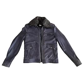 Dolce & Gabbana-Blue washed look lambskin aviator jacket Dolce & Gabbana Size 52 IT-Blue