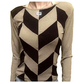Fendi Glänzender Pullover Langarm Braun Braun