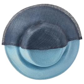 Dior- Dior Two-Toned Wide Brim Hat in Blue Straw-Blue