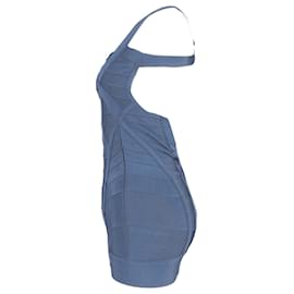 Herve Leger- Herve Leger Cutout Mini Bandage Dress in Blue Rayon-Blue