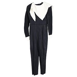 Fendi Scarf Detail Long Sleeve Jumpsuit in Black Polyester Black