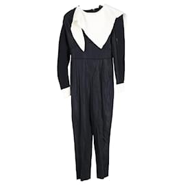 Fendi- Fendi Scarf Detail Long Sleeve Jumpsuit in Black Polyester-Black