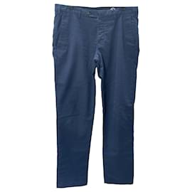 Loro Piana-Loro Piana Trousers in Navy Blue Cotton-Blue,Navy blue
