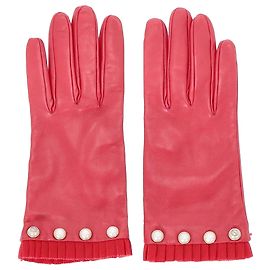 Luvas em couro nappa vermelho com detalhes em pérolas Gucci Vermelho