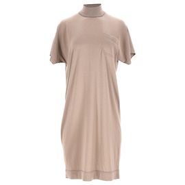 Abito mini a maniche corte Brunello Cucinelli in lana beige Beige