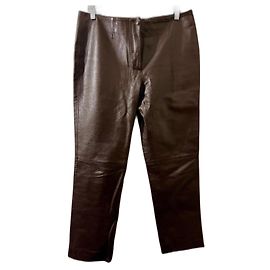 Prada Dunkelbraune gerade Lederhosen Dunkelbraun