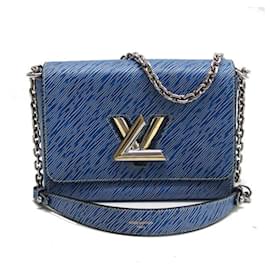 Louis Vuitton-Louis Vuitton Epi Denim Twist MM Chain Shoulder Bag-Blue
