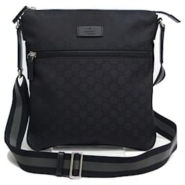 Gucci-Bolsa de ombro em nylon GG Gucci linha Web preta-Preto