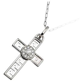 Collier en diamant croisé Versace en or blanc 18K Autre