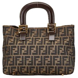 Fendi-Fendi Zucca Handbag in Khaki and Black-Black,Khaki