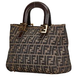 Fendi-Fendi Zucca Handbag in Khaki and Black-Black,Khaki