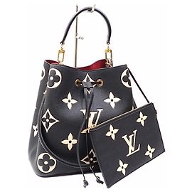 Louis Vuitton Bicolor Monogram Empreinte NeoNoe MM Handbag Black Beige
