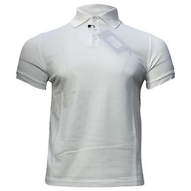Polo de algodón blanco con logo bordado de Saint Laurent Blanco