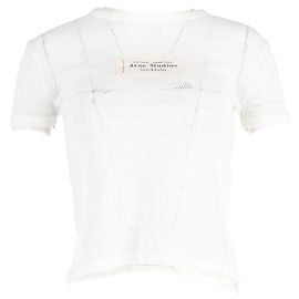 Acne Studios Logo Patch Fishnet T-Shirt in White Cotton White