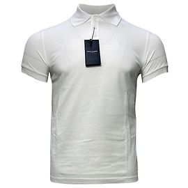 Polo de algodón blanco con logo bordado de Saint Laurent Blanco