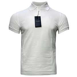 Polo de algodón blanco con logo bordado de Saint Laurent Blanco