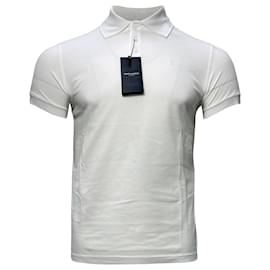 Saint Laurent-Saint Laurent Embroidered-Logo Polo Shirt in White Cotton-White