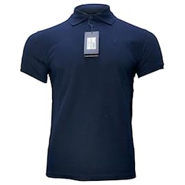 Saint Laurent-Saint Laurent Cassandre Embroidered-Logo Polo Shirt in Navy Blue Cotton-Blue,Navy blue