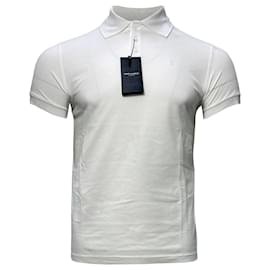 Saint Laurent-Saint Laurent Embroidered-Logo Polo Shirt in White Cotton-White