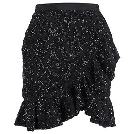 Self portrait Self-Portrait Sequined Mini Ruffled Skirt in Black Polyester Black