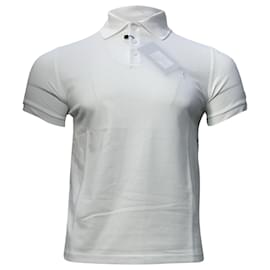 Saint Laurent- Saint Laurent Embroidered-Logo Polo Shirt in White Cotton-White
