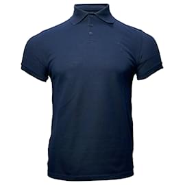 Saint Laurent-Saint Laurent Cassandre Embroidered-Logo Polo Shirt in Navy Blue Cotton-Blue,Navy blue