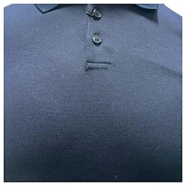 Saint Laurent-Saint Laurent Cassandre Embroidered-Logo Polo Shirt in Navy Blue Cotton-Blue,Navy blue