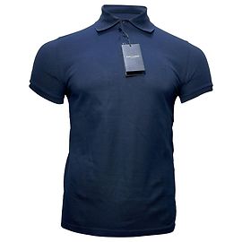 Polo de algodão azul marinho com logo bordado Saint Laurent Cassandre Azul Azul marinho
