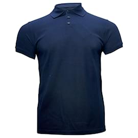 Saint Laurent-Saint Laurent Cassandre Embroidered-Logo Polo Shirt in Navy Blue Cotton-Blue,Navy blue