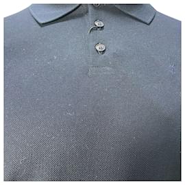 Saint Laurent-Saint Laurent Cassandre Embroidered-Logo Polo Shirt in Navy Blue Cotton-Blue,Navy blue