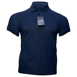 Saint Laurent-Saint Laurent Cassandre Embroidered-Logo Polo Shirt in Navy Blue Cotton-Blue,Navy blue