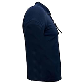 Saint Laurent-Saint Laurent Cassandre Embroidered-Logo Polo Shirt in Navy Blue Cotton-Blue,Navy blue