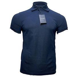 Polo de algodão azul marinho com logo bordado Saint Laurent Cassandre Azul Azul marinho
