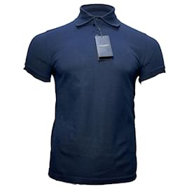 Saint Laurent-Saint Laurent Cassandre Embroidered-Logo Polo Shirt in Navy Blue Cotton-Blue,Navy blue