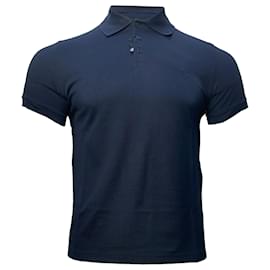 Saint Laurent-Saint Laurent Cassandre Embroidered-Logo Polo Shirt in Navy Blue Cotton-Blue,Navy blue