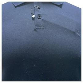 Saint Laurent-Saint Laurent Cassandre Embroidered-Logo Polo Shirt in Navy Blue Cotton-Blue,Navy blue